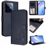 For Realme GT7 5G India Litter Panda Embossing RFID Leather Phone Case with Lanyard(Blue)