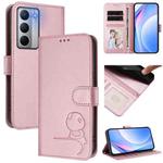 For Realme Narzo 80x Litter Panda Embossing RFID Leather Phone Case with Lanyard(Pink)