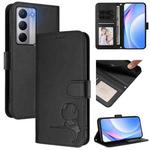 For Realme Narzo 80x Litter Panda Embossing RFID Leather Phone Case with Lanyard(Black)