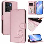 For Realme P3 Ultra Litter Panda Embossing RFID Leather Phone Case with Lanyard(Pink)