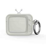 For AirPods Pro 2 Retro TV Bluetooth Earphone Silicone Protective Case(White)