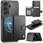 For Samsung Galaxy S25+ 5G JEEHOOD J09 Buckle Card Bag MagSafe Magnetic Style RFID Leather Phone Case(Black)