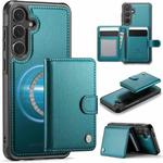 For Samsung Galaxy S24 FE 5G JEEHOOD J09 Buckle Card Bag MagSafe Magnetic Style RFID Leather Phone Case(Green)