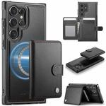 For Samsung Galaxy S25 Ultra 5G JEEHOOD J09 Buckle Card Bag MagSafe Magnetic Style RFID Leather Phone Case(Black)