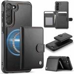 For Samsung Galaxy S23 5G JEEHOOD J09 Buckle Card Bag MagSafe Magnetic Style RFID Leather Phone Case(Black)