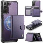 For Samsung Galaxy S22+ 5G JEEHOOD J09 Buckle Card Bag MagSafe Magnetic Style RFID Leather Phone Case(Purple)