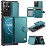 For Samsung Galaxy S21 Ultra 5G JEEHOOD J09 Buckle Card Bag MagSafe Magnetic Style RFID Leather Phone Case(Green)
