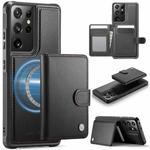 For Samsung Galaxy S21 Ultra 5G JEEHOOD J09 Buckle Card Bag MagSafe Magnetic Style RFID Leather Phone Case(Black)