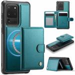 For Samsung Galaxy S20 Ultra 5G JEEHOOD J09 Buckle Card Bag MagSafe Magnetic Style RFID Leather Phone Case(Green)