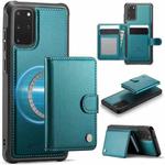 For Samsung Galaxy S20+ JEEHOOD J09 Buckle Card Bag MagSafe Magnetic Style RFID Leather Phone Case(Green)