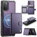 For Samsung Galaxy S20 JEEHOOD J09 Buckle Card Bag MagSafe Magnetic Style RFID Leather Phone Case(Purple)