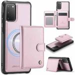 For Samsung Galaxy S20 JEEHOOD J09 Buckle Card Bag MagSafe Magnetic Style RFID Leather Phone Case(Pink)