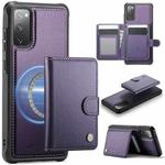 For Samsung Galaxy S20 FE JEEHOOD J09 Buckle Card Bag MagSafe Magnetic Style RFID Leather Phone Case(Purple)
