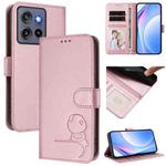 For Motorola Moto G Stylus 5G 2025 Litter Panda Embossing RFID Leather Phone Case with Lanyard(Pink)
