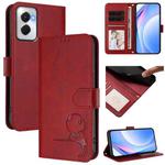 For Motorola Moto G Power 5G 2024 Litter Panda Embossing RFID Leather Phone Case with Lanyard(Wine Red)