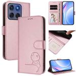 For Motorola Edge 60 Fusion / Edge 5G 2025 Litter Panda Embossing RFID Leather Phone Case with Lanyard(Pink)