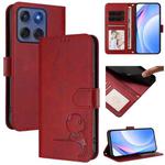 For Motorola Edge 60 Fusion / Edge 5G 2025 Litter Panda Embossing RFID Leather Phone Case with Lanyard(Wine Red)