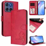For Motorola Edge 60 Fusion / Edge 5G 2025 Litter Panda Embossing RFID Leather Phone Case with Lanyard(Rose Red)
