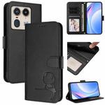 For Motorola Edge 50 Ultra Litter Panda Embossing RFID Leather Phone Case with Lanyard(Black)