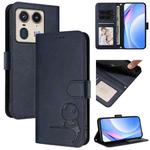 For Motorola Edge 50 Ultra Litter Panda Embossing RFID Leather Phone Case with Lanyard(Blue)