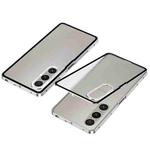 For Sony Xperia 1 VI Snap Buckle Metal Frame Frosted Phone Case(Silver)