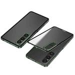 For Sony Xperia 1 VI Snap Buckle Metal Frame Frosted Phone Case(Green)