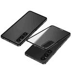 For Sony Xperia 1 VI Snap Buckle Metal Frame Frosted Phone Case(Black)