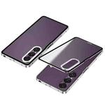 For Sony Xperia 1 VII Snap Buckle Metal Frame Frosted Phone Case(Silver)