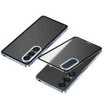 For Sony Xperia 1 VII Snap Buckle Metal Frame Frosted Phone Case(Blue)