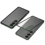 For Sony Xperia 1 VII Snap Buckle Metal Frame Frosted Phone Case(Green)