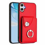 For Samsung Galaxy A06 4G Organ Card Bag Ring Holder Phone Case(Red)