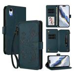 For iPhone XR Butterfly Love Flower Multi-card Zipper Wallet Leather Phone Case(Dark Green)