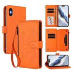For iPhone XS Max Butterfly Love Flower Multi-card Zipper Wallet Leather Phone Case(Orange)