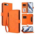For iPhone 7 Plus / 8 Plus Butterfly Love Flower Multi-card Zipper Wallet Leather Phone Case(Orange)