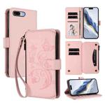 For iPhone 7 Plus / 8 Plus Butterfly Love Flower Multi-card Zipper Wallet Leather Phone Case(Pink)