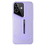 For iPhone 16 Cooling Frosted Translucent Hollow Heat Dissipation Phone Case(Purple)