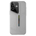 For iPhone 16 Cooling Frosted Translucent Hollow Heat Dissipation Phone Case(Black Grey)