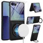 For Samsung Galaxy Z Flip7 5G Folding Rotation Holder MagSafe Film Integrated Leather Phone Case(Black)