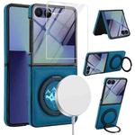 For Samsung Galaxy Z Flip7 5G Folding Rotation Holder MagSafe Film Integrated Leather Phone Case(Blue)