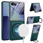 For Samsung Galaxy Z Flip7 5G Folding Rotation Holder MagSafe Film Integrated Leather Phone Case(Green)