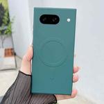 For Google Pixel 8a Solid Color Liquid Silicone MagSafe Magnetic Phone Case(Dark Green)