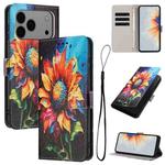 For iPhone 17 Pro Max Color Drawing Pattern Leather Phone Case(Sunflower)
