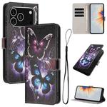 For iPhone 17 Pro Color Drawing Pattern Leather Phone Case(Two Butterflies)