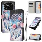 For iPhone 17 Pro Color Drawing Pattern Leather Phone Case(Flower Wind Chime)