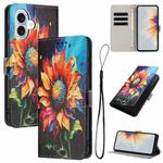 For iPhone 17 Color Drawing Pattern Leather Phone Case(Sunflower)