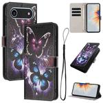 For iPhone 17 Air Color Drawing Pattern Leather Phone Case(Two Butterflies)