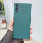 For Samsung Galaxy A05 Solid Color Liquid Silicone MagSafe Magnetic Phone Case(Dark Green)