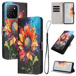 For Honor X6c 4G Color Drawing Pattern Leather Phone Case(Sunflower)