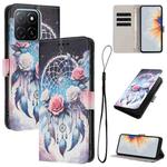 For Honor X6c 4G Color Drawing Pattern Leather Phone Case(Flower Wind Chime)