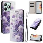 For itel A90 Color Drawing Pattern Leather Phone Case(Purple Rose)